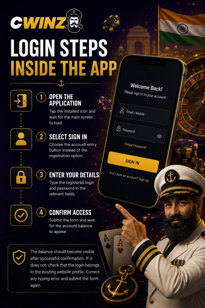 Captain cwinz outlines the login steps